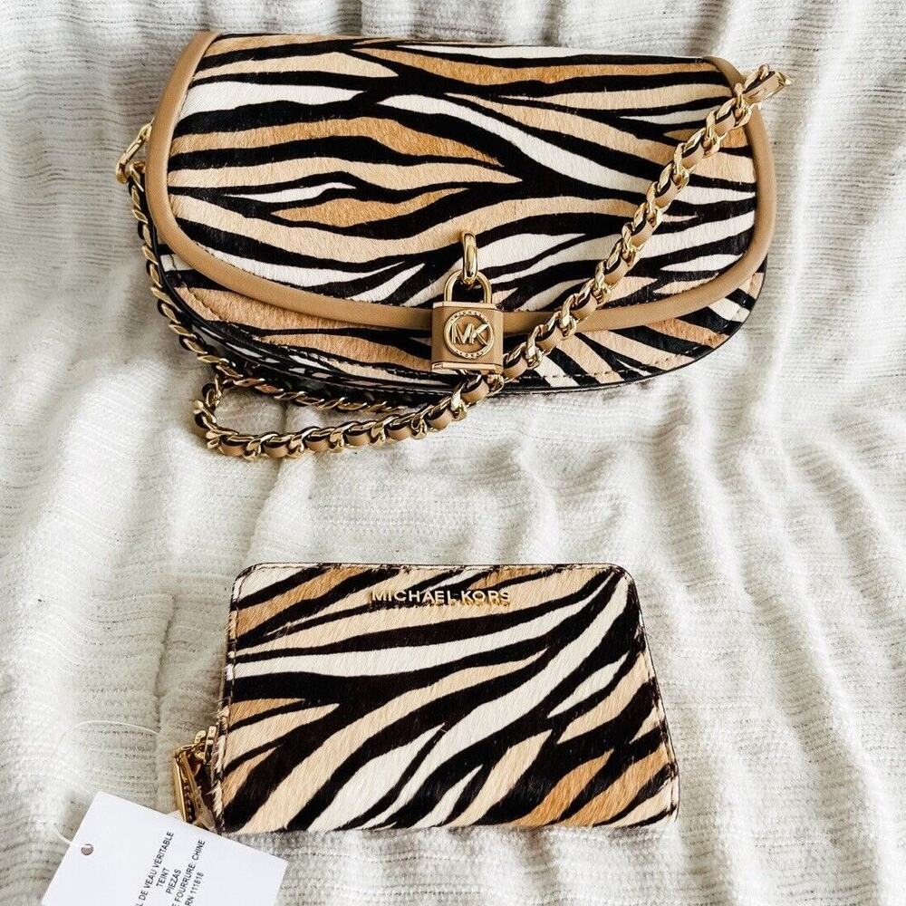 NWT Michael Kors Mila Small East West Chain Sling Messenger Bag & Wallet Set